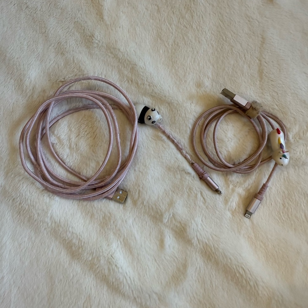 Bundle of Two Pink iPhone Charging Cords